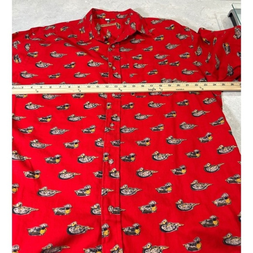 Ruff Hewn Men's Red Duck Print Long Sleeve Button Up Flannel Shirt XL - Picture 9 of 9